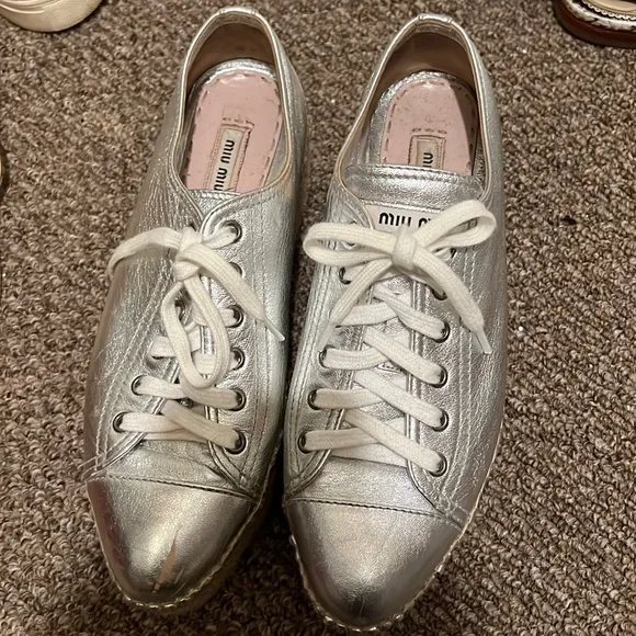 Miu Miu Shoes Miu Miu Espadrille Platform Sneaker Size 385